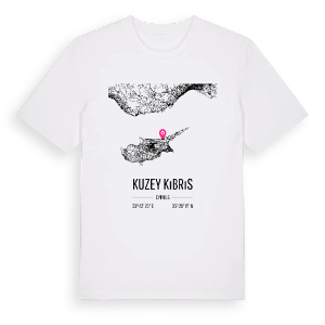 Kuzey Kıbrıs karta t-shirt – ekologisk bomull t-shirt från Pinshirt