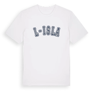 L-Isla college t-shirt – ekologisk bomull t-shirt från Pinshirt