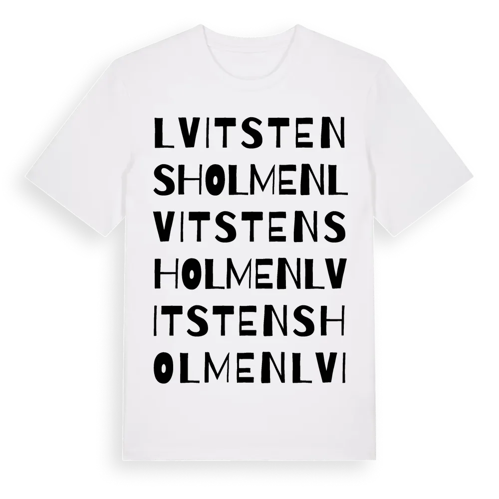 L Vitstensholmen ordlek t-shirt i miljö