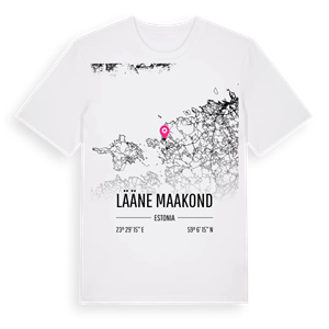 Lääne maakond karta t-shirt – ekologisk bomull t-shirt från Pinshirt