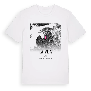Latvija karta t-shirt – ekologisk bomull t-shirt från Pinshirt