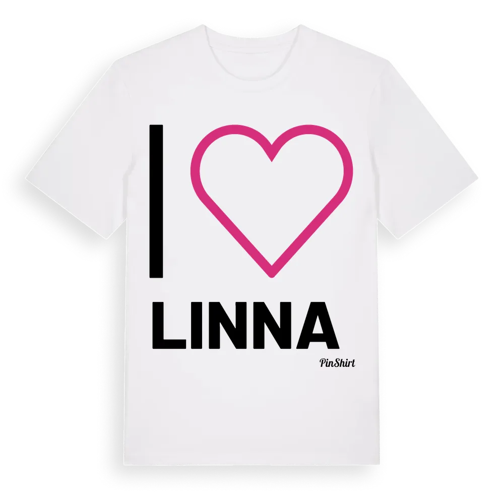 Jag älskar Linna t-shirt stort tryck i miljö