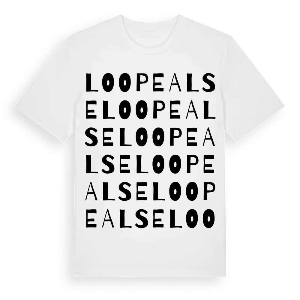 Loopealse ordlek t-shirt – White, i miljö