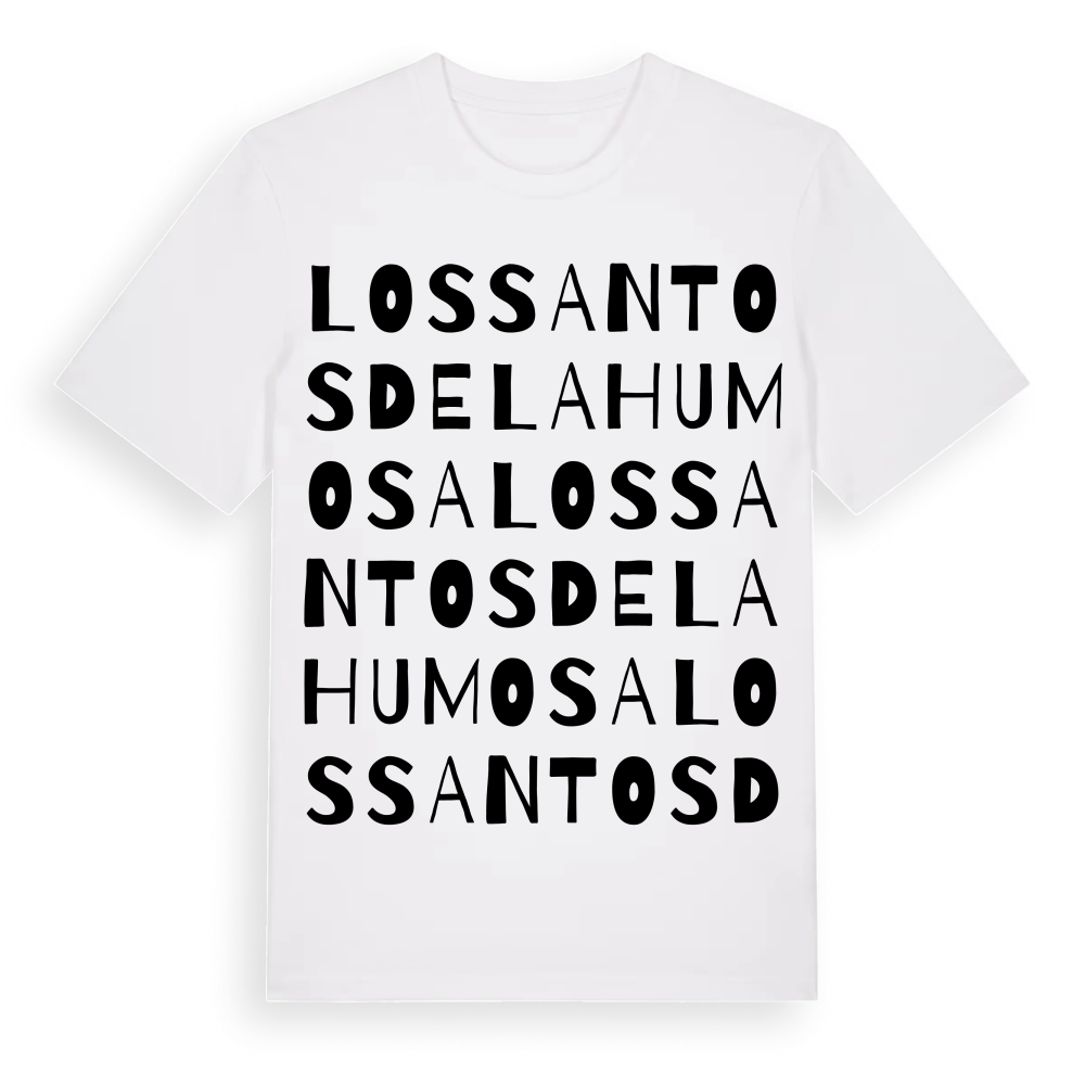 Los Santos de la Humosa ordlek t-shirt – White, i miljö