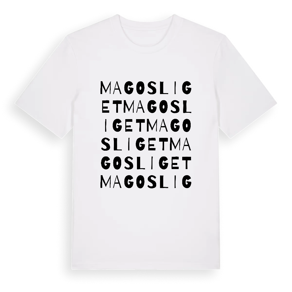 Magosliget ordlek t-shirt – White, i miljö