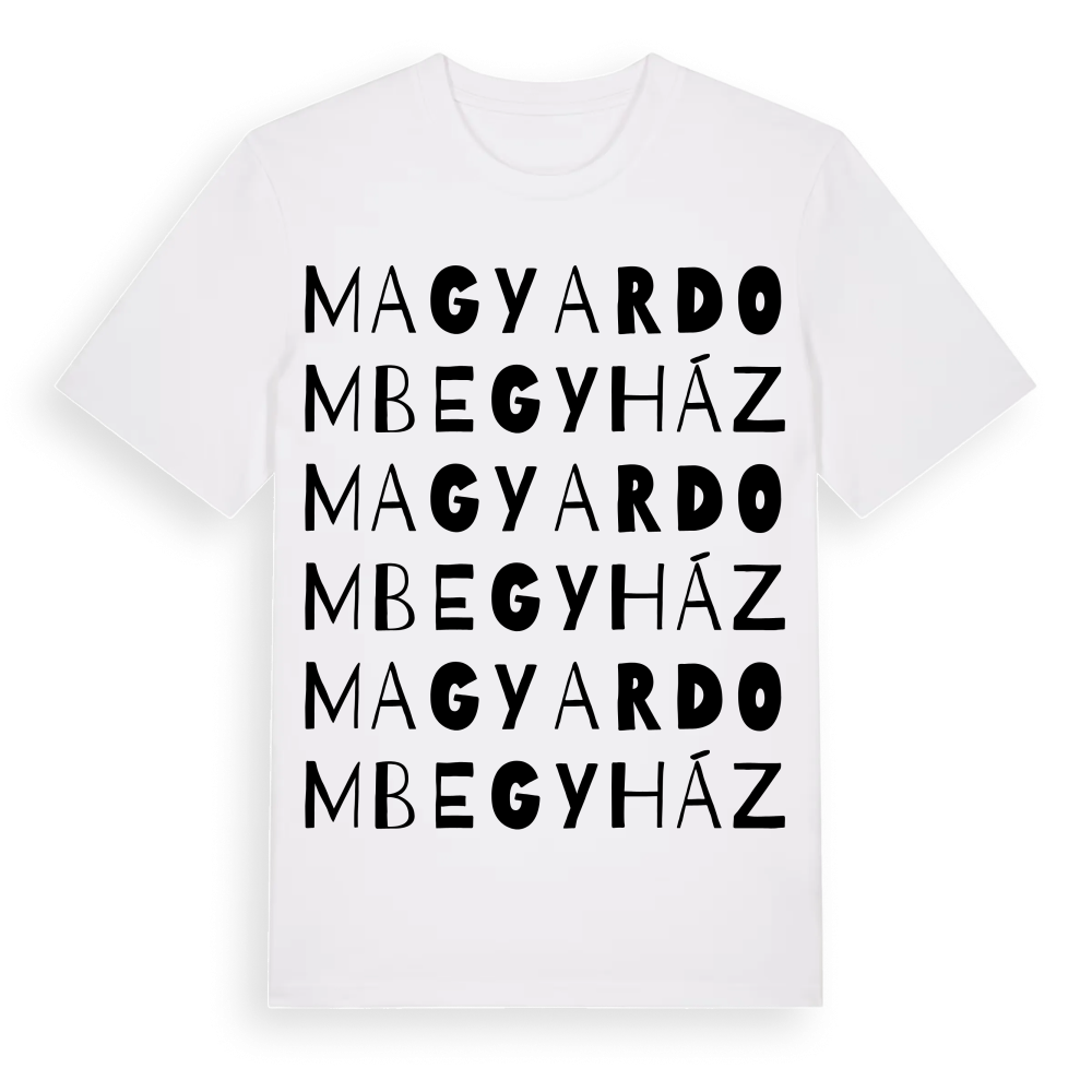 Magyardombegyház ordlek t-shirt – White, i miljö