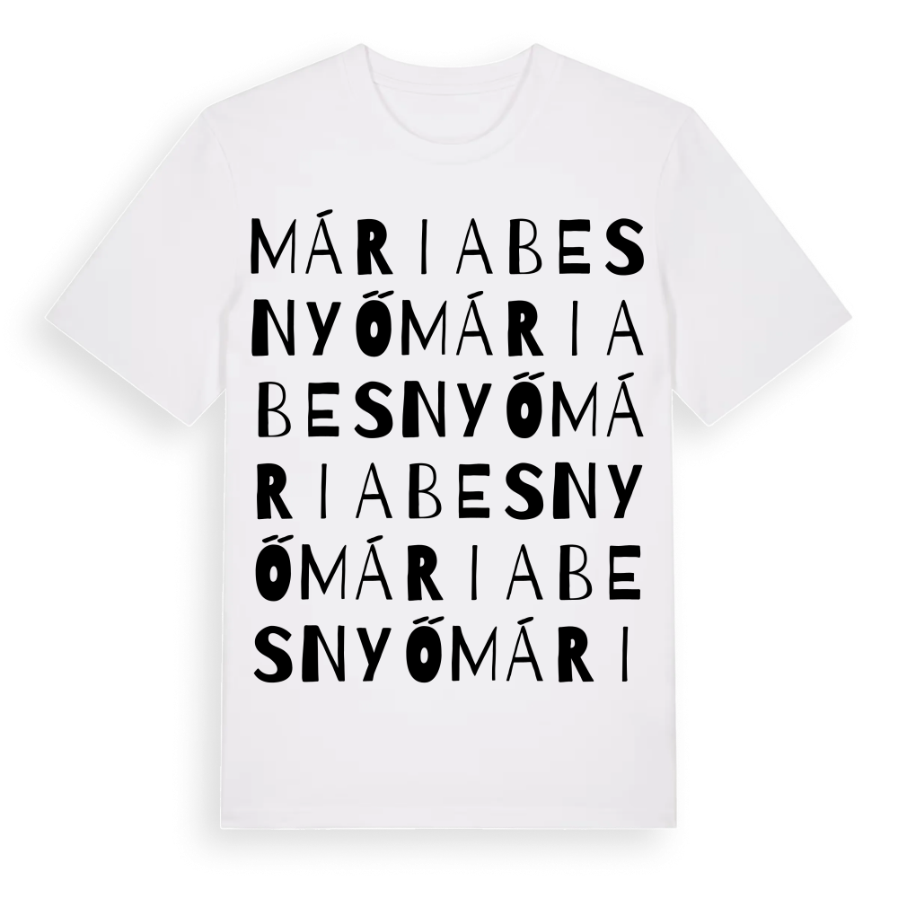 Máriabesnyő ordlek t-shirt – White, i miljö