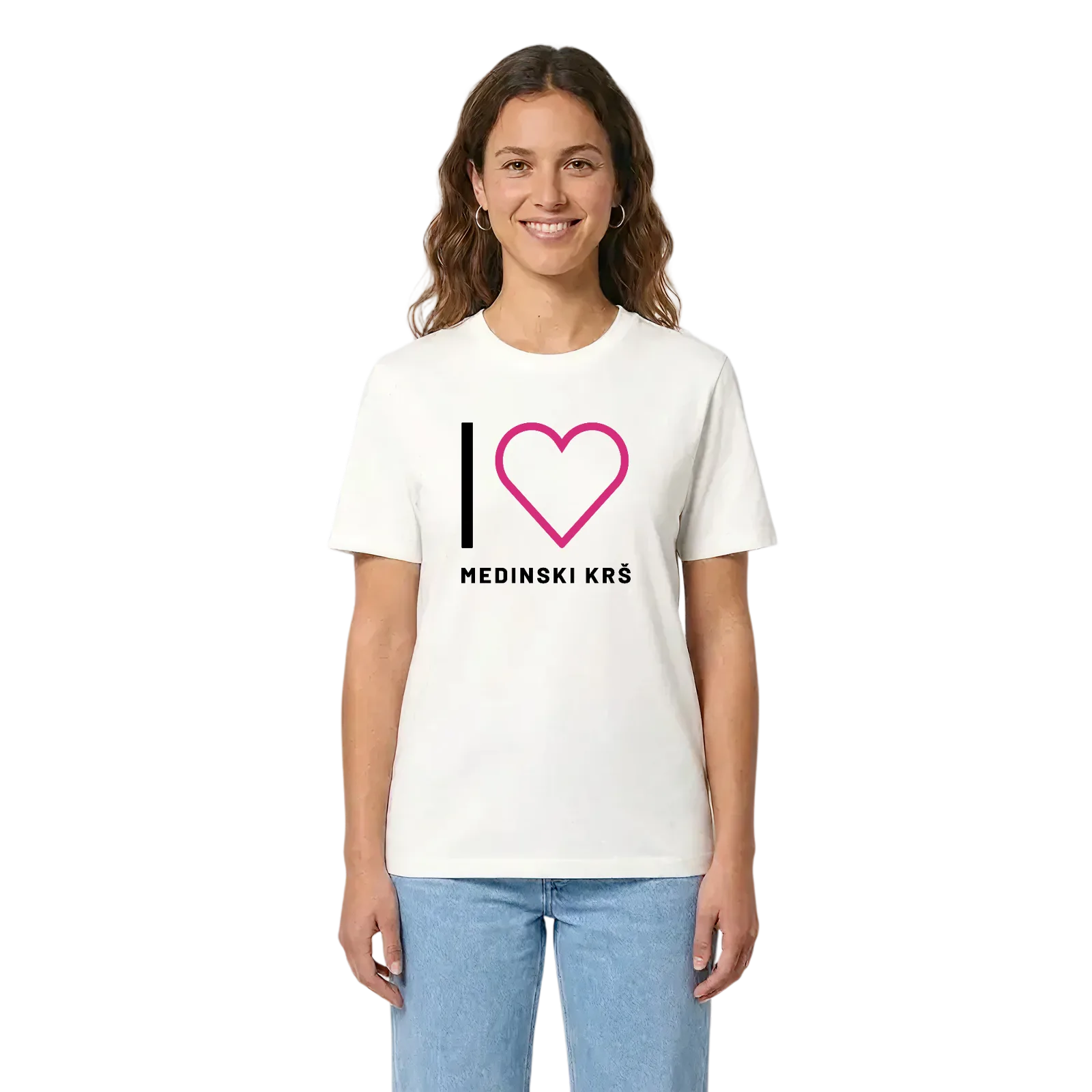 Jag älskar Medinski Krš t-shirt stort tryck – White, i miljö