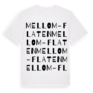 Mellom-Flaten ordlek t-shirt – ekologisk bomull t-shirt från Pinshirt