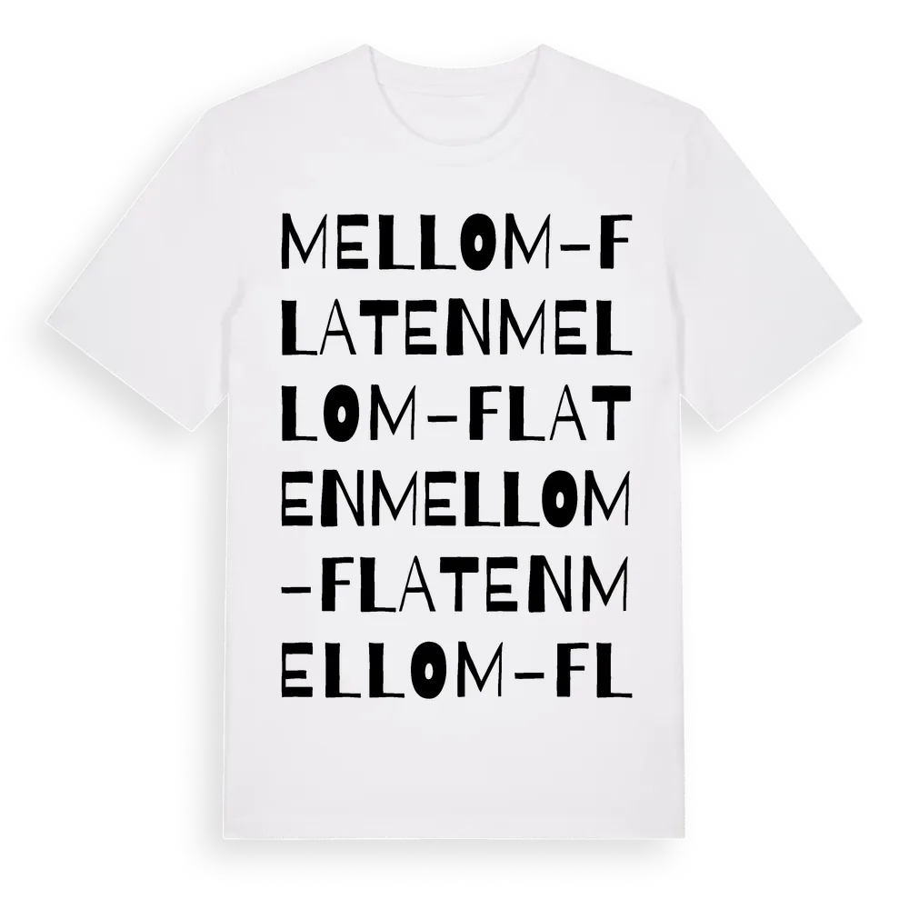 Mellom-Flaten ordlek t-shirt i miljö