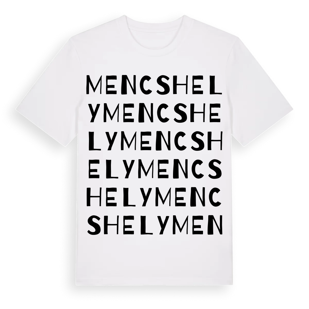 Mencshely ordlek t-shirt – White, i miljö