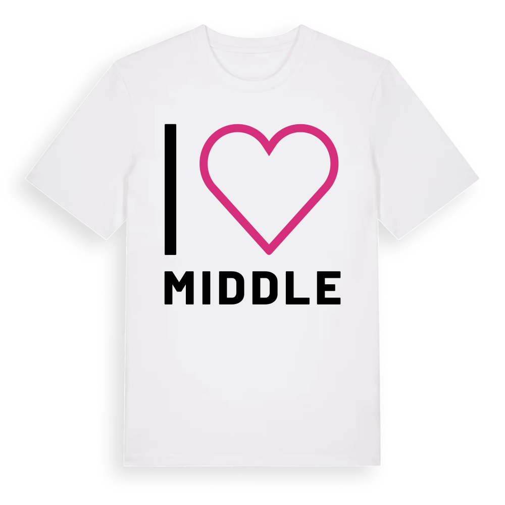 Jag älskar Middle t-shirt stort tryck – White, i miljö