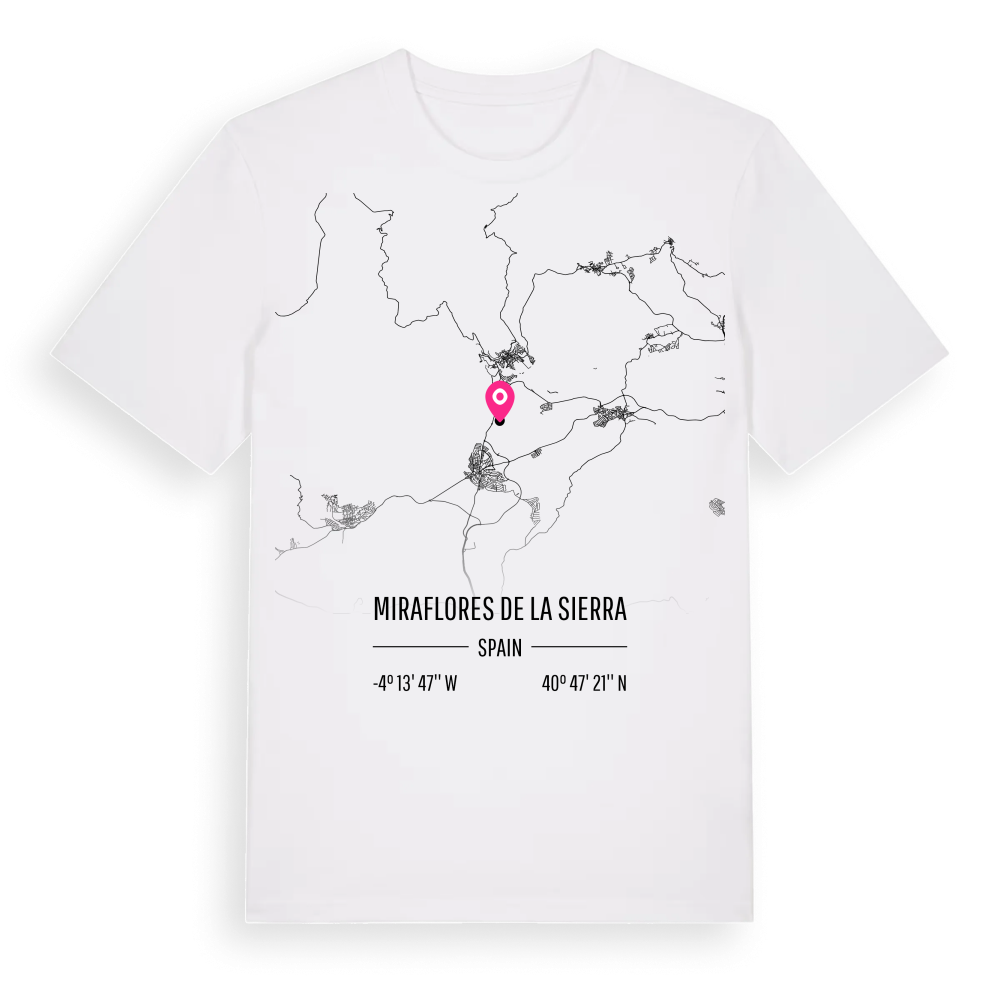 Miraflores de la Sierra karta t-shirt – White, i miljö