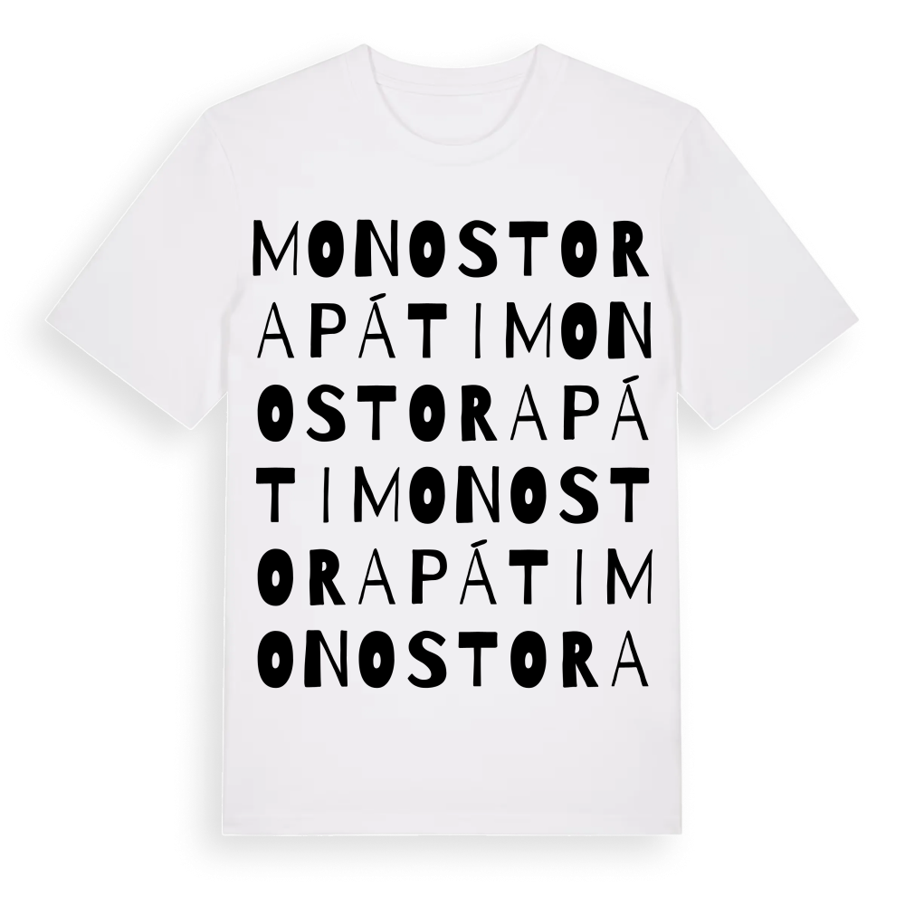 Monostorapáti ordlek t-shirt – White, i miljö