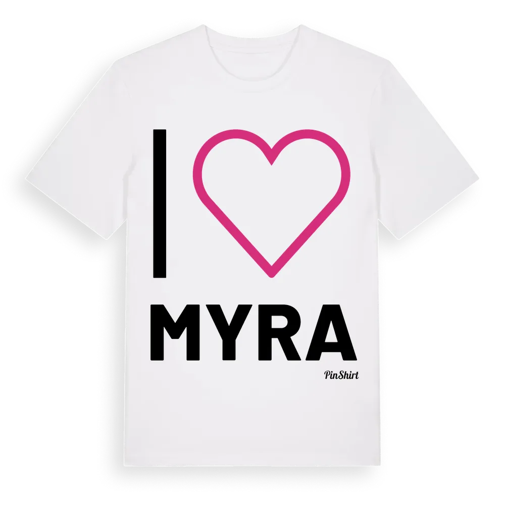 Jag älskar Myra t-shirt stort tryck i miljö