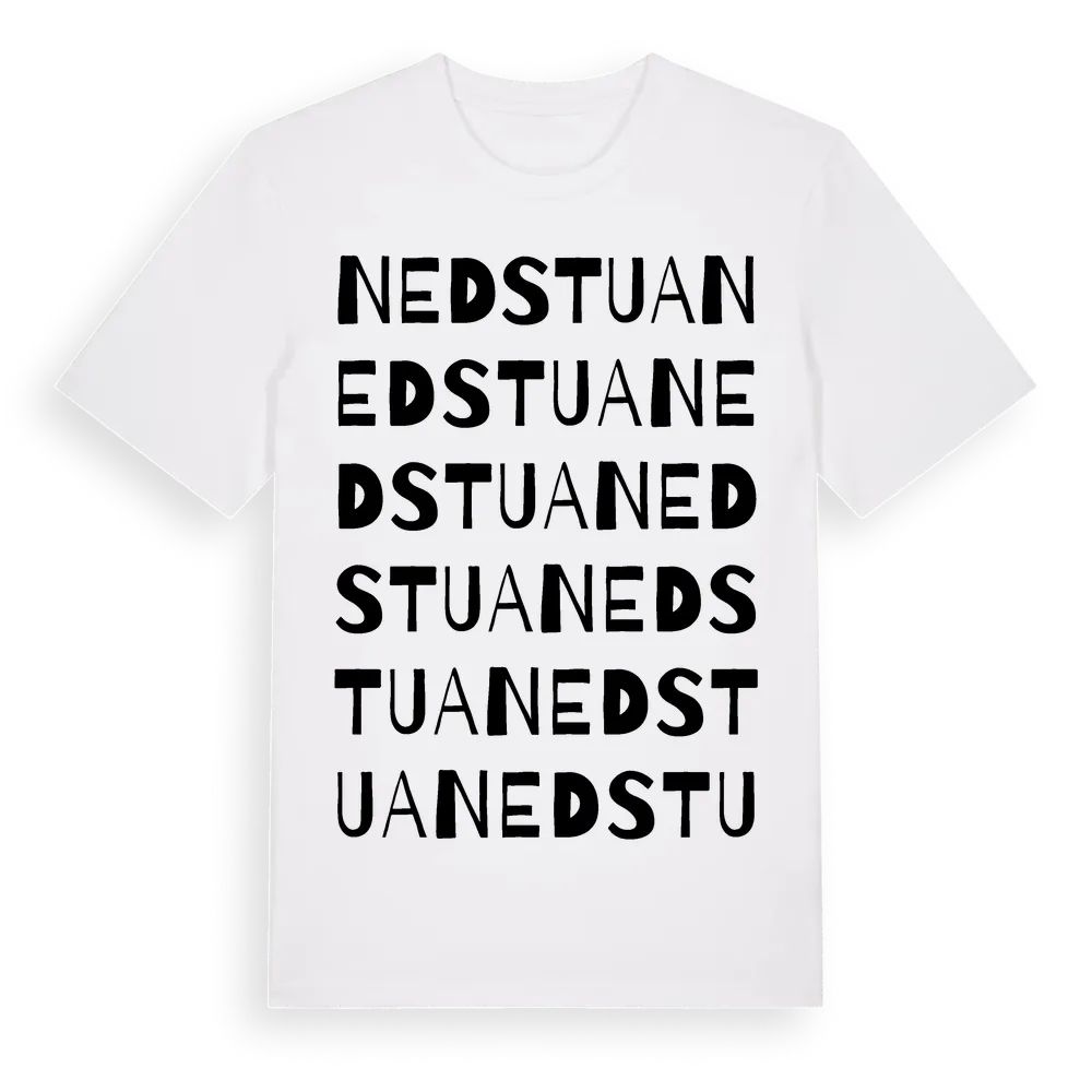 Nedstua ordlek t-shirt i miljö