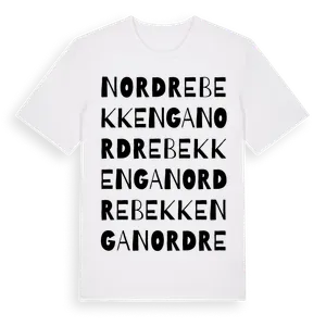Nordre Bekkenga ordlek t-shirt – ekologisk bomull t-shirt från Pinshirt