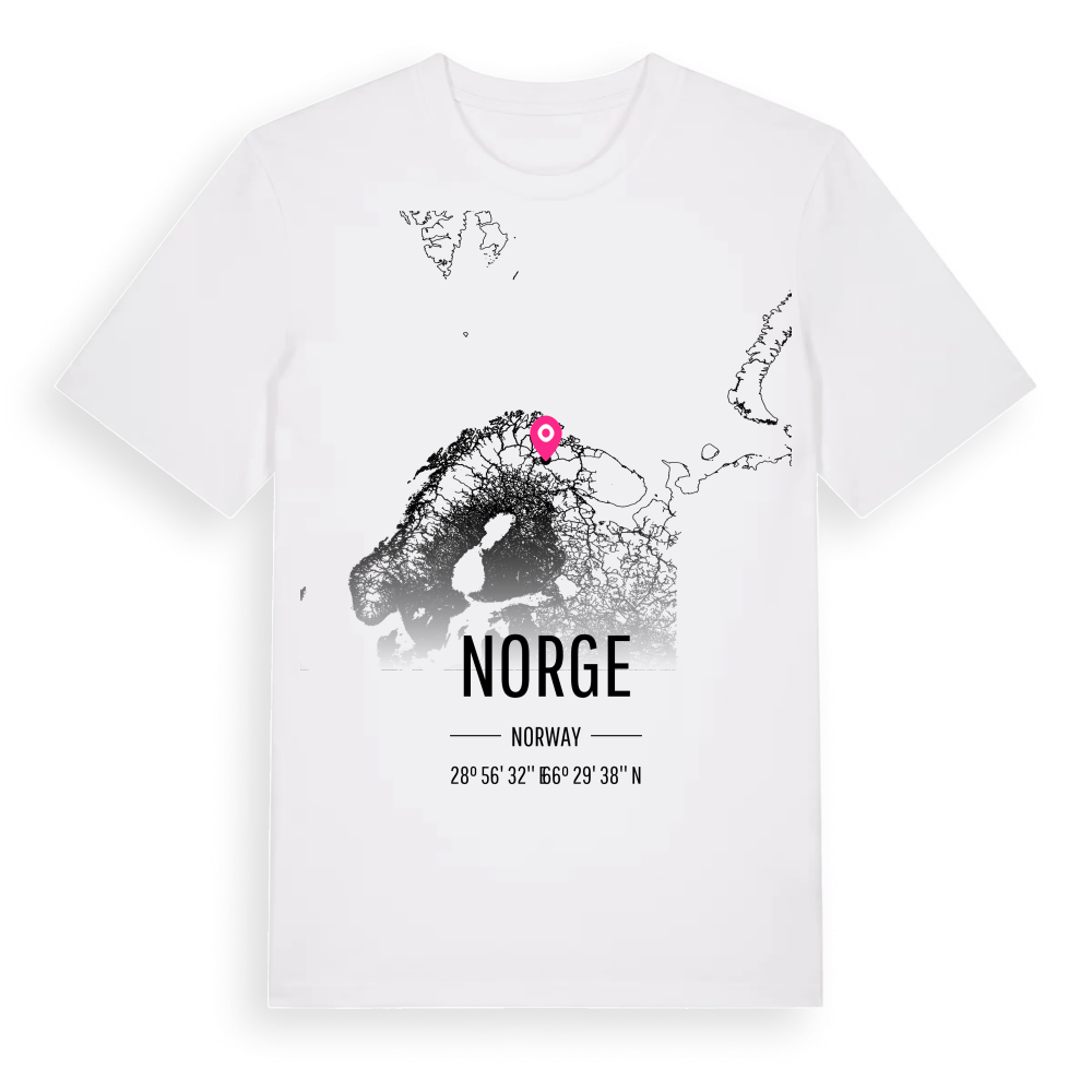 Norge karta t-shirt – White, i miljö