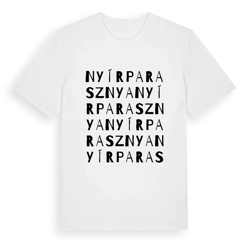 Nyírparasznya ordlek t-shirt – White, i miljö