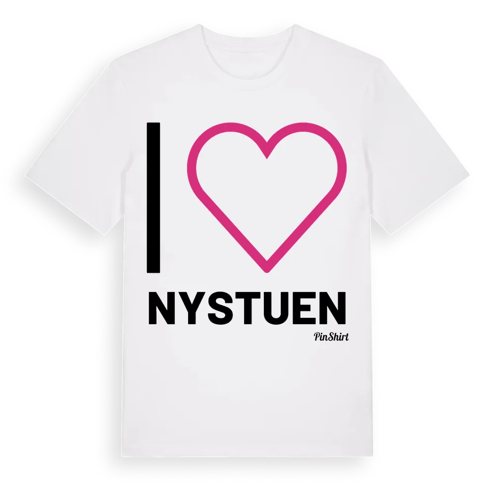 Jag älskar Nystuen t-shirt stort tryck i miljö