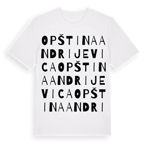 Opština Andrijevica ordlek t-shirt – ekologisk bomull t-shirt från Pinshirt