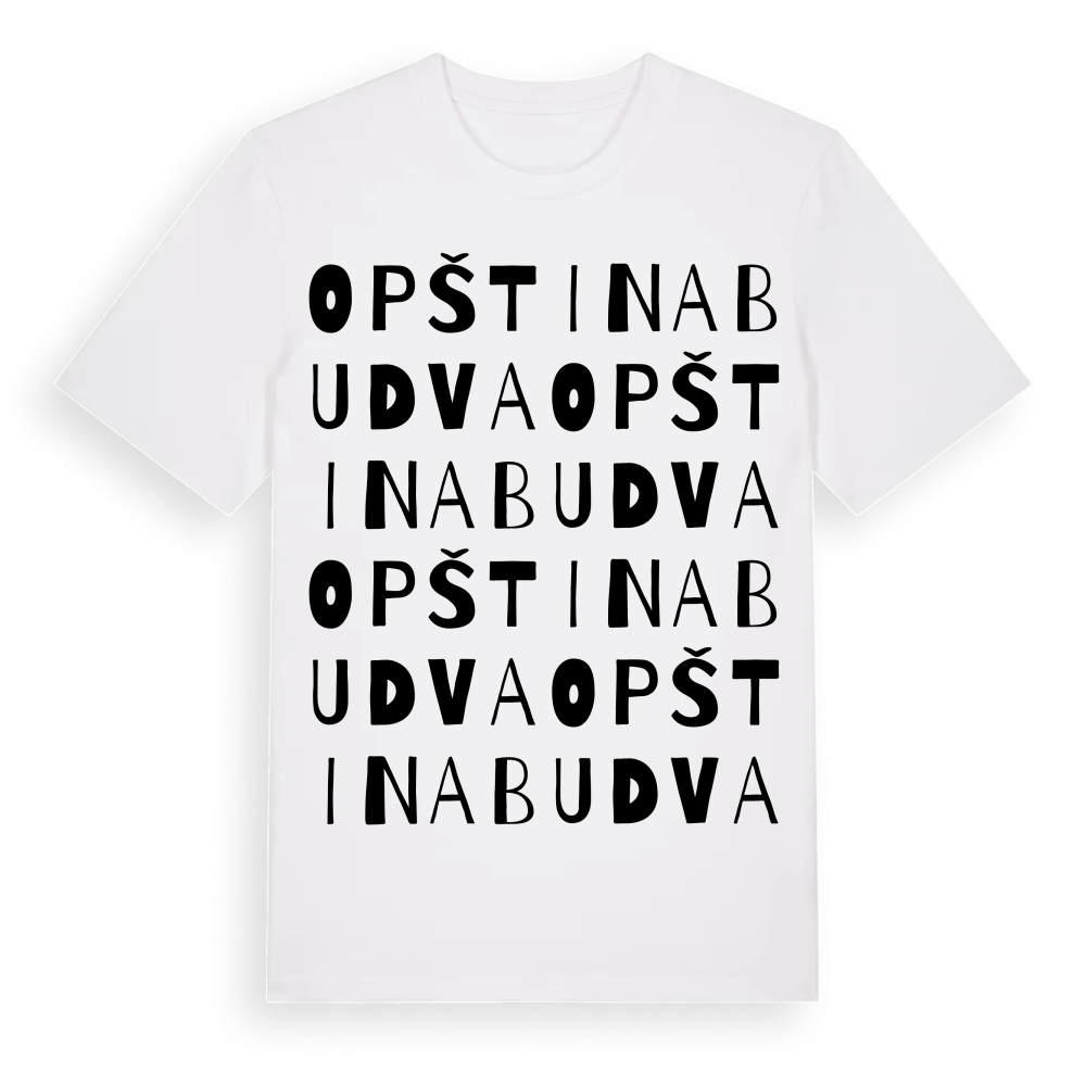 Opština Budva ordlek t-shirt – White, i miljö