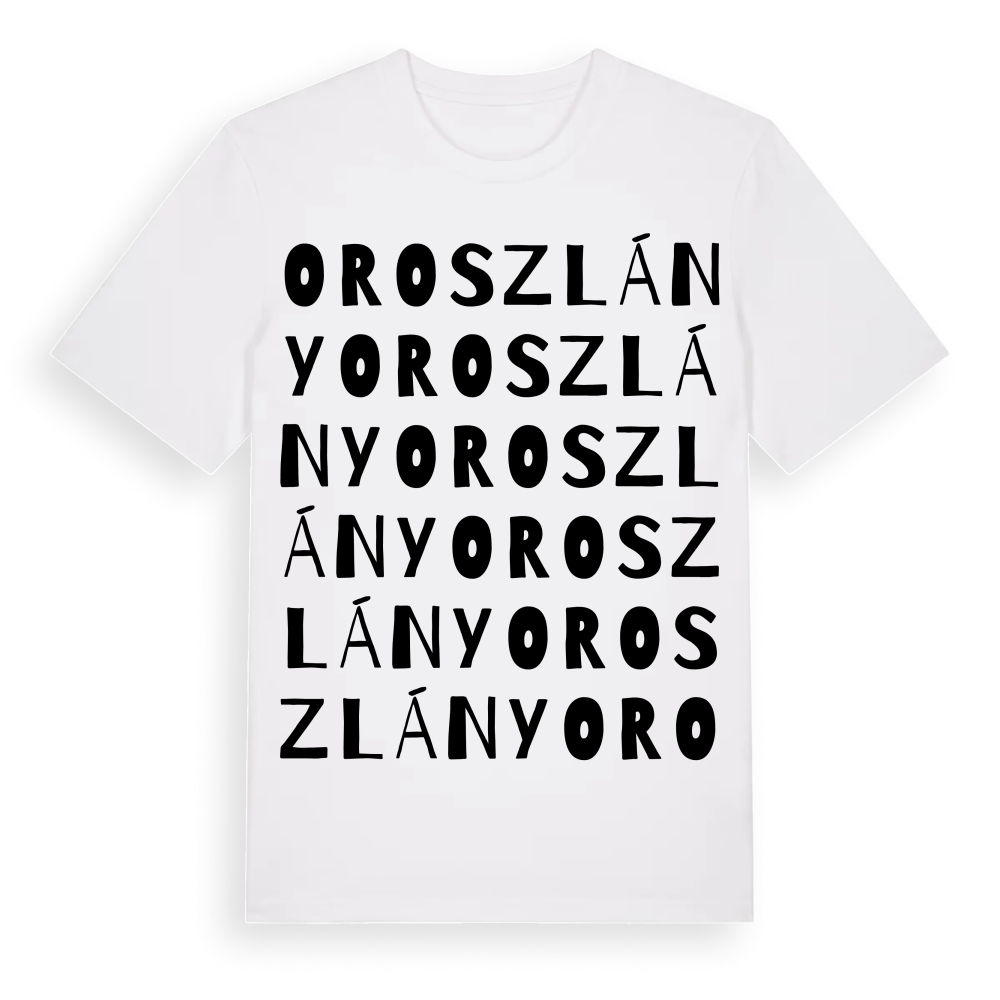 Oroszlány ordlek t-shirt – White, i miljö