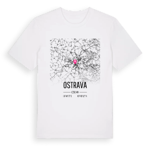 Ostrava karta t-shirt – ekologisk bomull t-shirt från Pinshirt