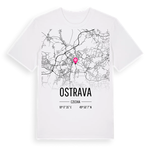 Ostrava karta t-shirt – ekologisk bomull t-shirt från Pinshirt