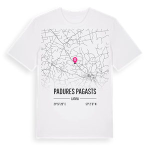 Padures pagasts karta t-shirt – ekologisk bomull t-shirt från Pinshirt