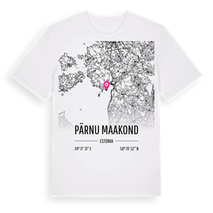 Pärnu maakond karta t-shirt – ekologisk bomull t-shirt från Pinshirt