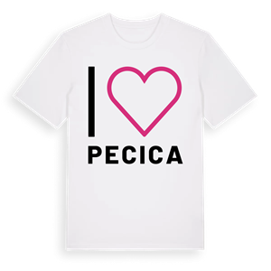 Jag älskar Pecica t-shirt stort tryck – ekologisk bomull t-shirt från Pinshirt
