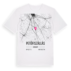 Petőfiszállás karta t-shirt – ekologisk bomull t-shirt från Pinshirt