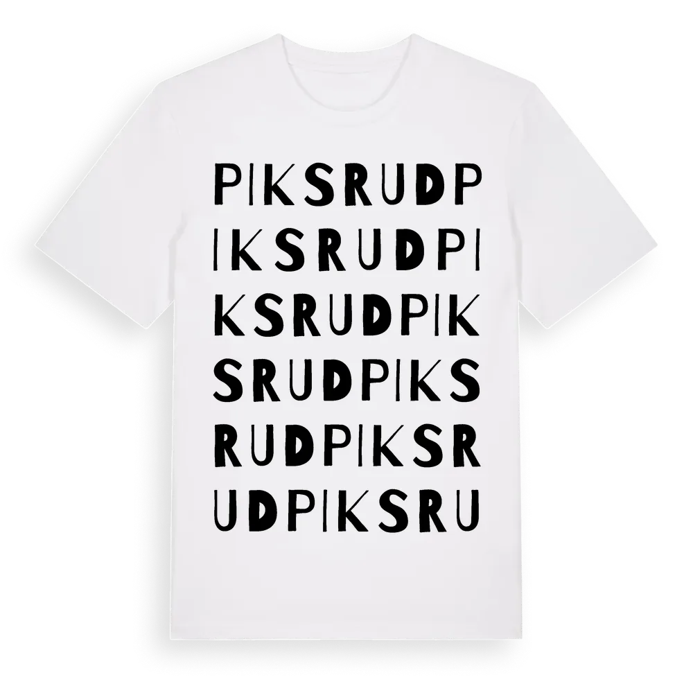 Piksrud ordlek t-shirt i miljö