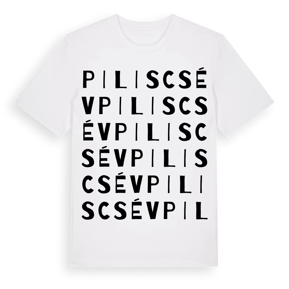 Piliscsév ordlek t-shirt – White, i miljö