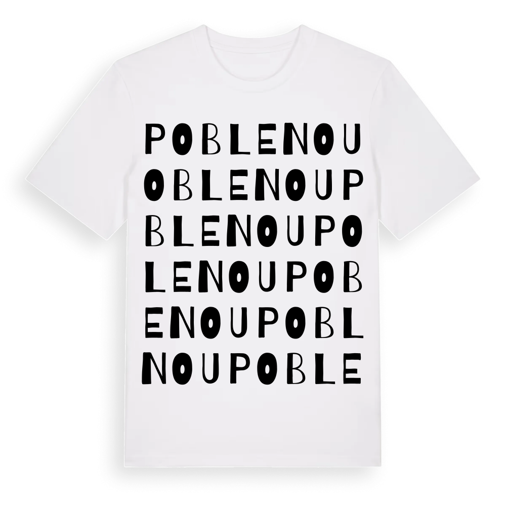 Poble Nou ordlek t-shirt – White, i miljö