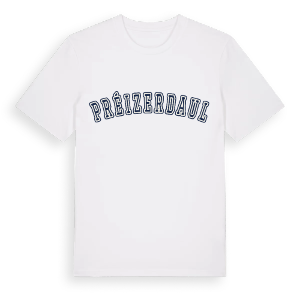 Préizerdaul college t-shirt – ekologisk bomull t-shirt från Pinshirt