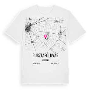 Pusztaföldvár karta t-shirt – ekologisk bomull t-shirt från Pinshirt