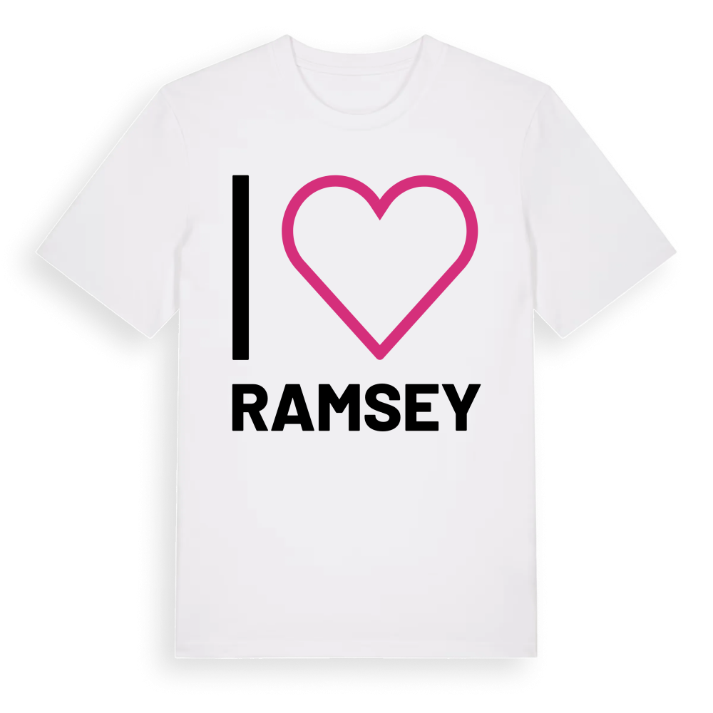 Jag älskar Ramsey t-shirt stort tryck – White, i miljö