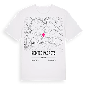 Remtes pagasts karta t-shirt – ekologisk bomull t-shirt från Pinshirt