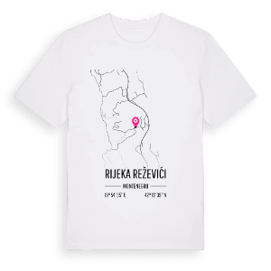 Rijeka Reževići karta t-shirt – ekologisk bomull t-shirt från Pinshirt