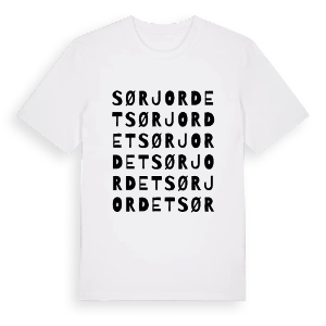 Sørjordet ordlek t-shirt – ekologisk bomull t-shirt från PinShirt