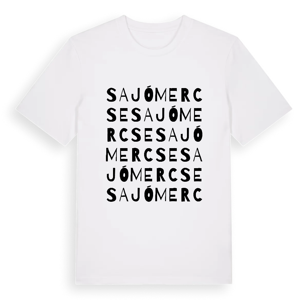 Sajómercse ordlek t-shirt – White, i miljö