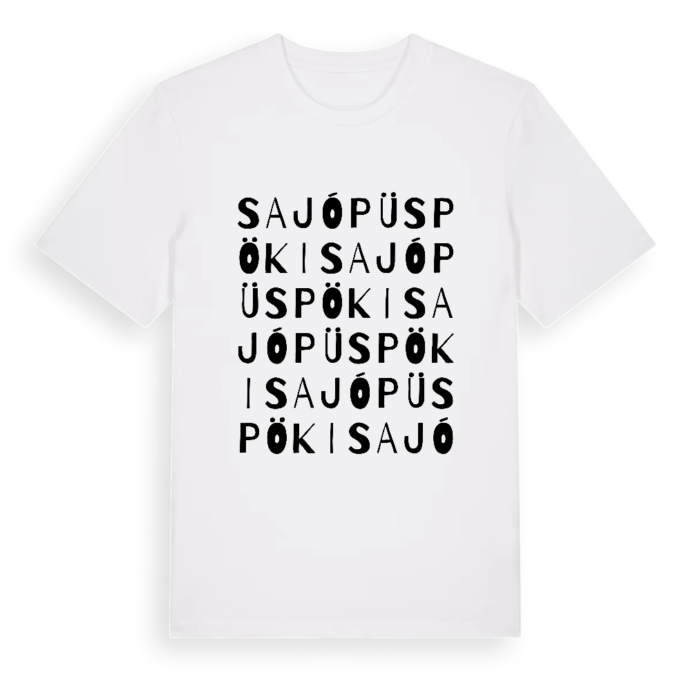 Sajópüspöki ordlek t-shirt – White, i miljö