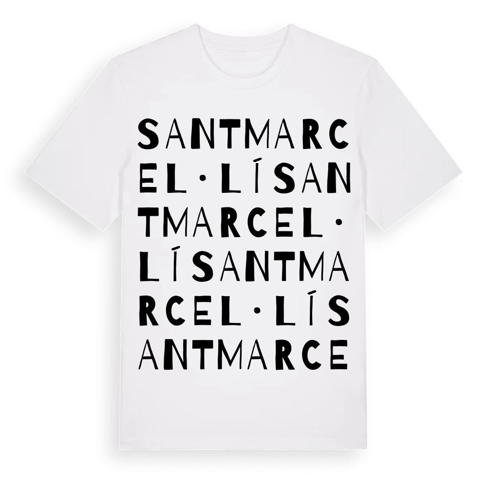 Sant Marcel·lí ordlek t-shirt – White, i miljö