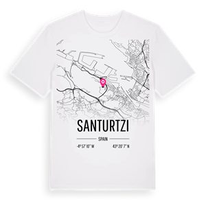 Santurtzi karta t-shirt – ekologisk bomull t-shirt från Pinshirt