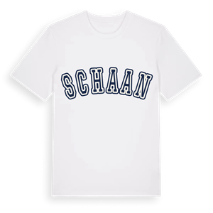 Schaan college t-shirt – ekologisk bomull t-shirt från Pinshirt