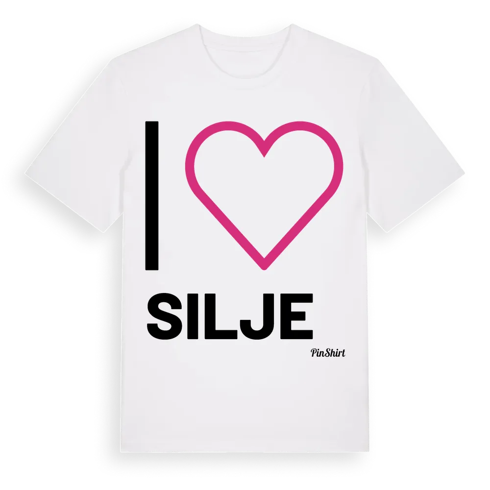 Jag älskar Silje t-shirt stort tryck i miljö