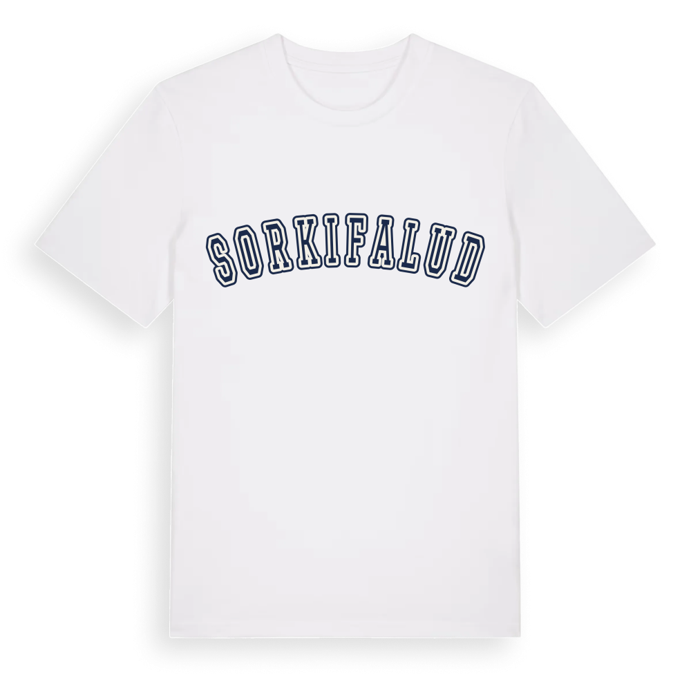 Sorkifalud college t-shirt – White, i miljö