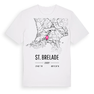 St. Brelade karta t-shirt – ekologisk bomull t-shirt från Pinshirt